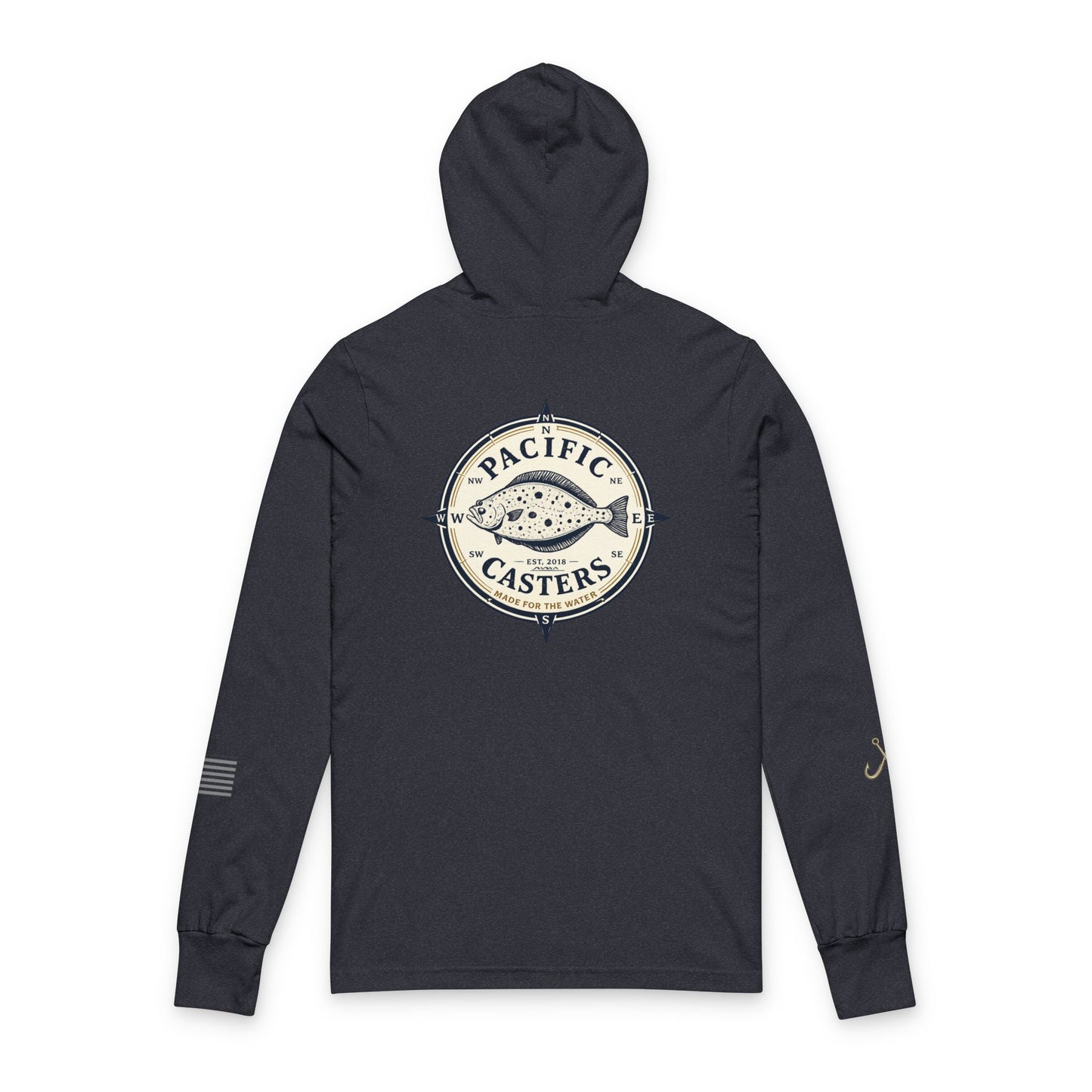 Halibut Compass Hooded Long Sleeve Fishing T-shirt
