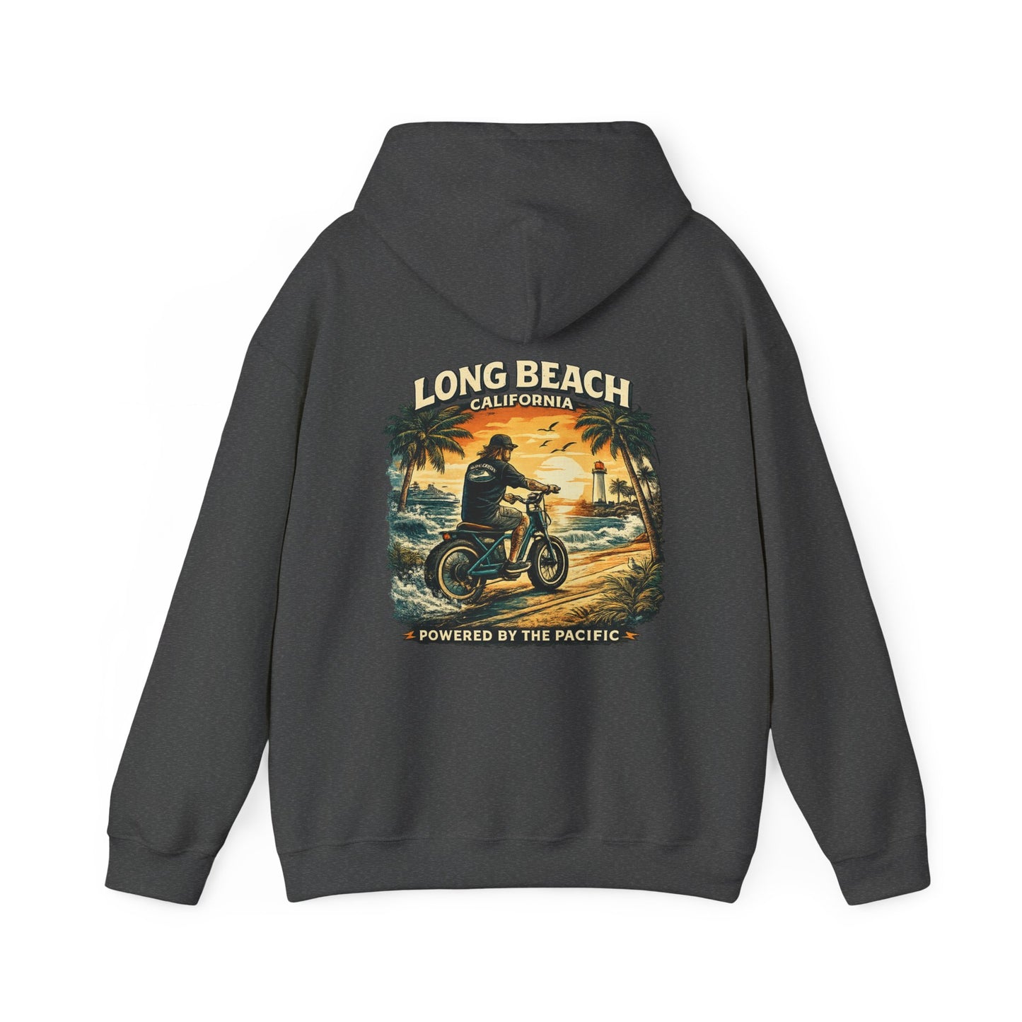 Long Beach bikers Hoodie – 'Powered by the Pacific' Sunset Biker Pullover