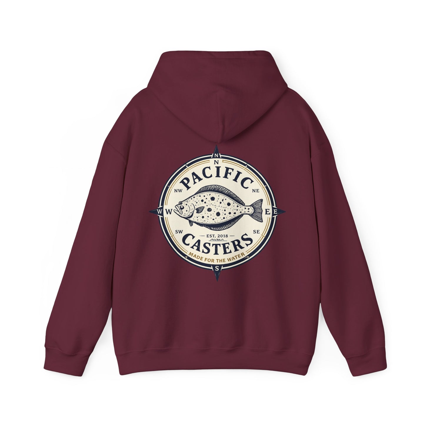 Pacific Casters Compass Fishing Hoodie | Coastal Angler Pullover Sweatshirt