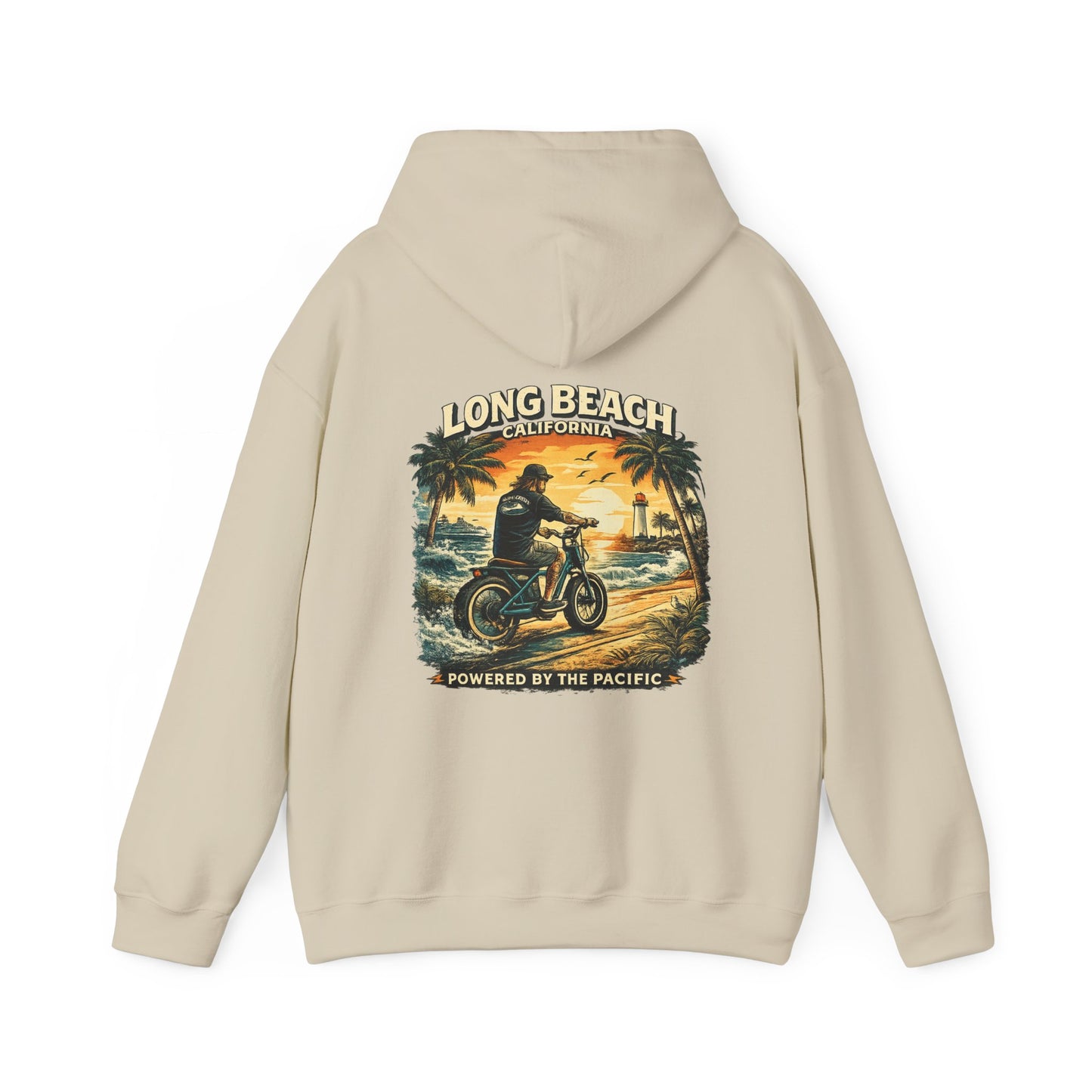 Long Beach bikers Hoodie – 'Powered by the Pacific' Sunset Biker Pullover