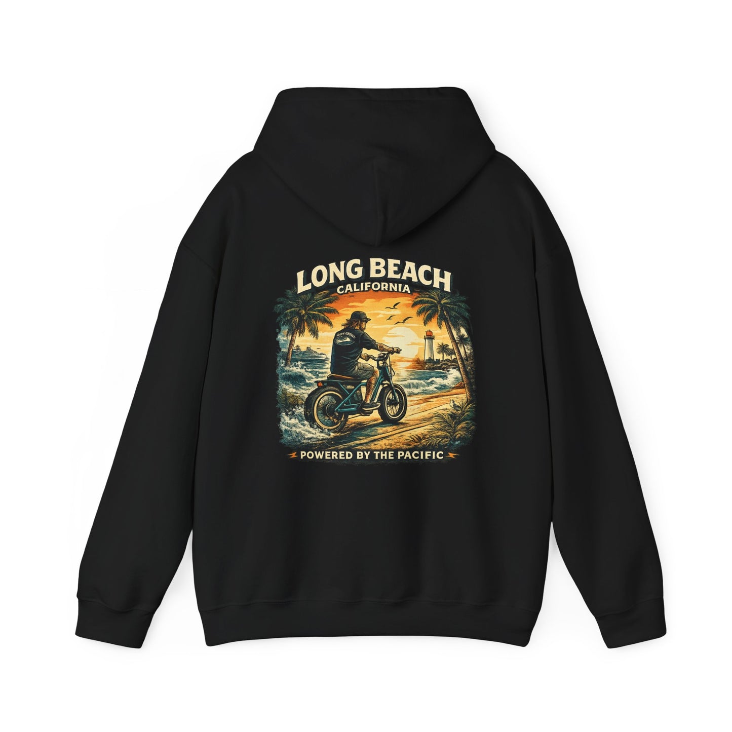 Long Beach bikers Hoodie – 'Powered by the Pacific' Sunset Biker Pullover