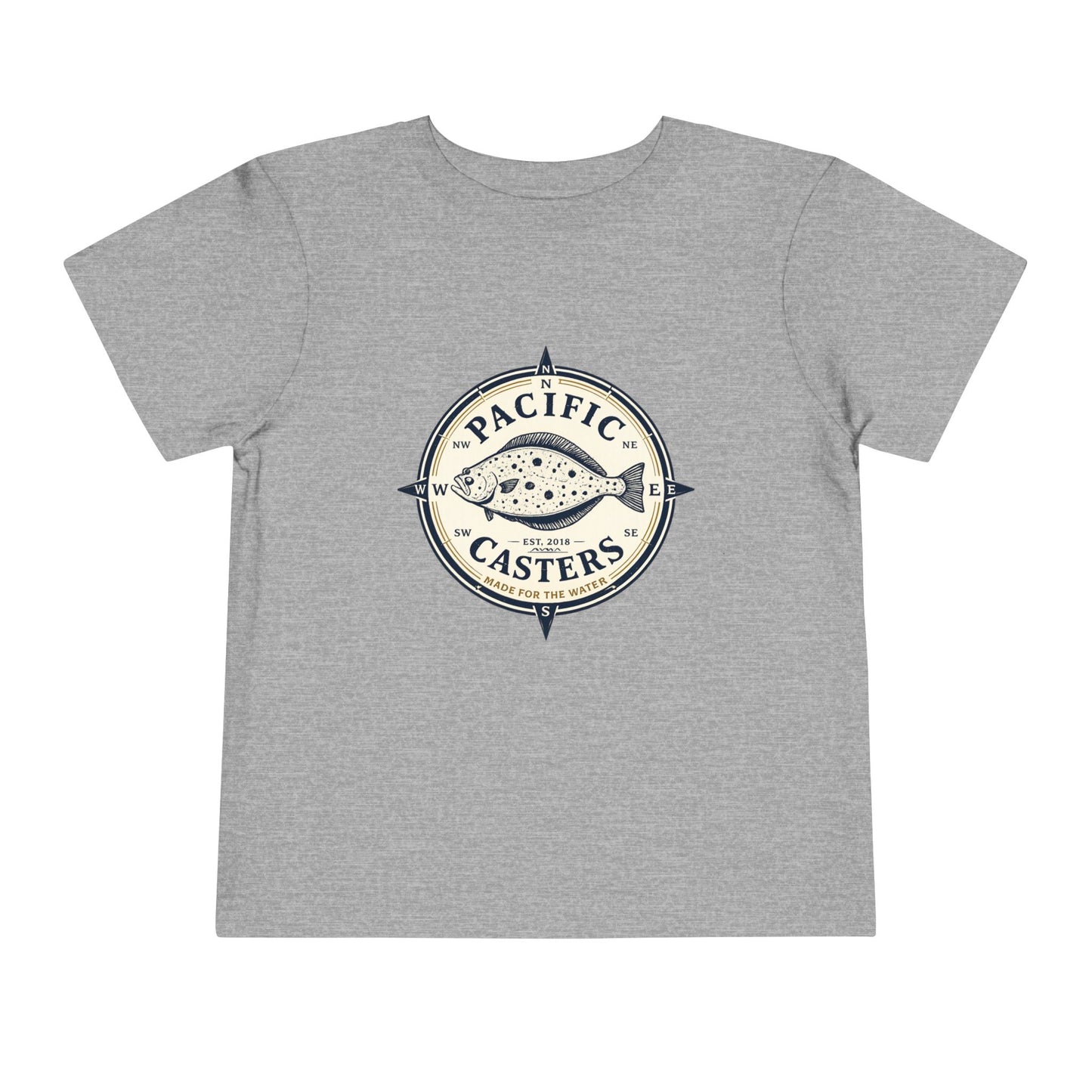 Pacific Casters Compass Halibut Toddler T-Shirt | Kids Fishing Shirt | Youth Angler Tee |