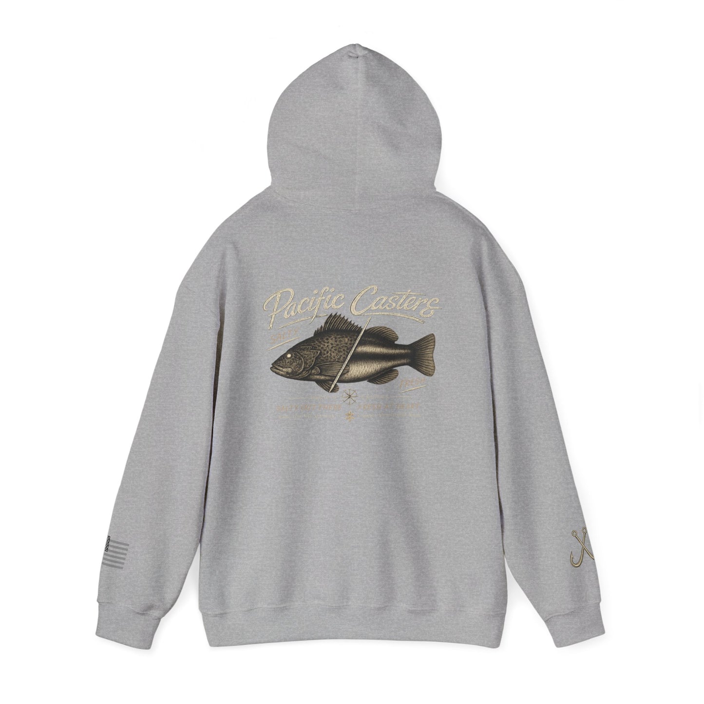 Pacific Casters “Salty Out There, Fresh at Heart” Fishing Hoodie | Vintage Saltwater Angler Sweatshirt | Coastal Fishing Apparel
