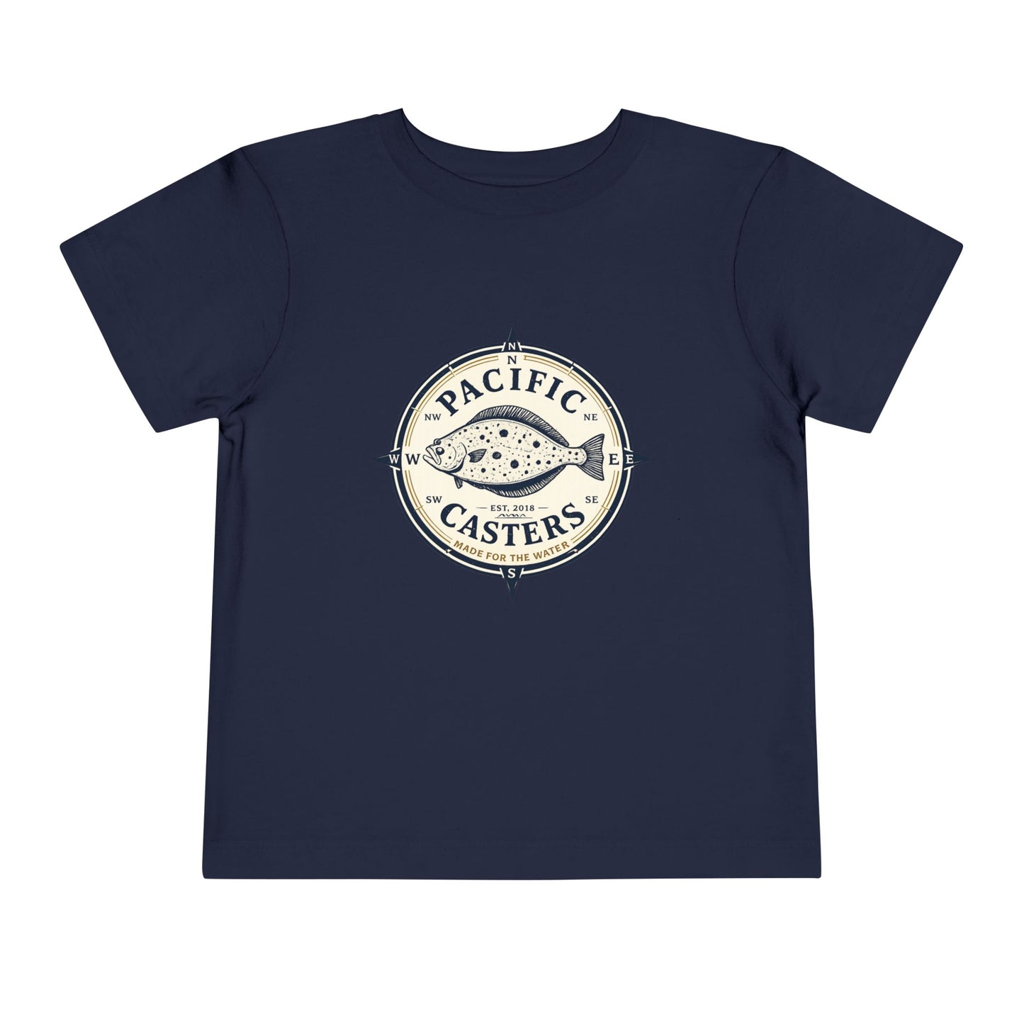 Pacific Casters Compass Halibut Toddler T-Shirt | Kids Fishing Shirt | Youth Angler Tee |