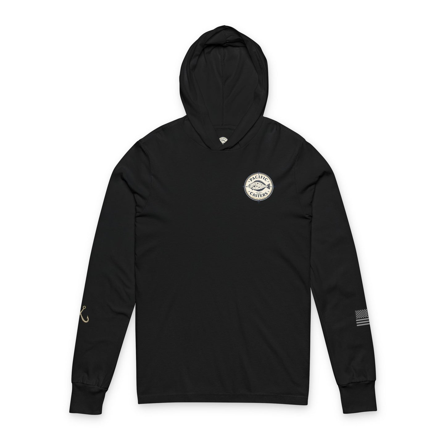 Halibut Compass Hooded Long Sleeve Fishing T-shirt