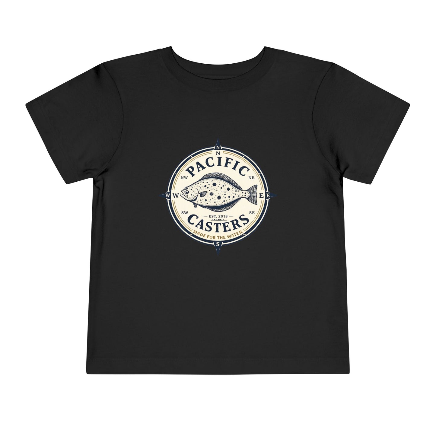 Pacific Casters Compass Halibut Toddler T-Shirt | Kids Fishing Shirt | Youth Angler Tee |