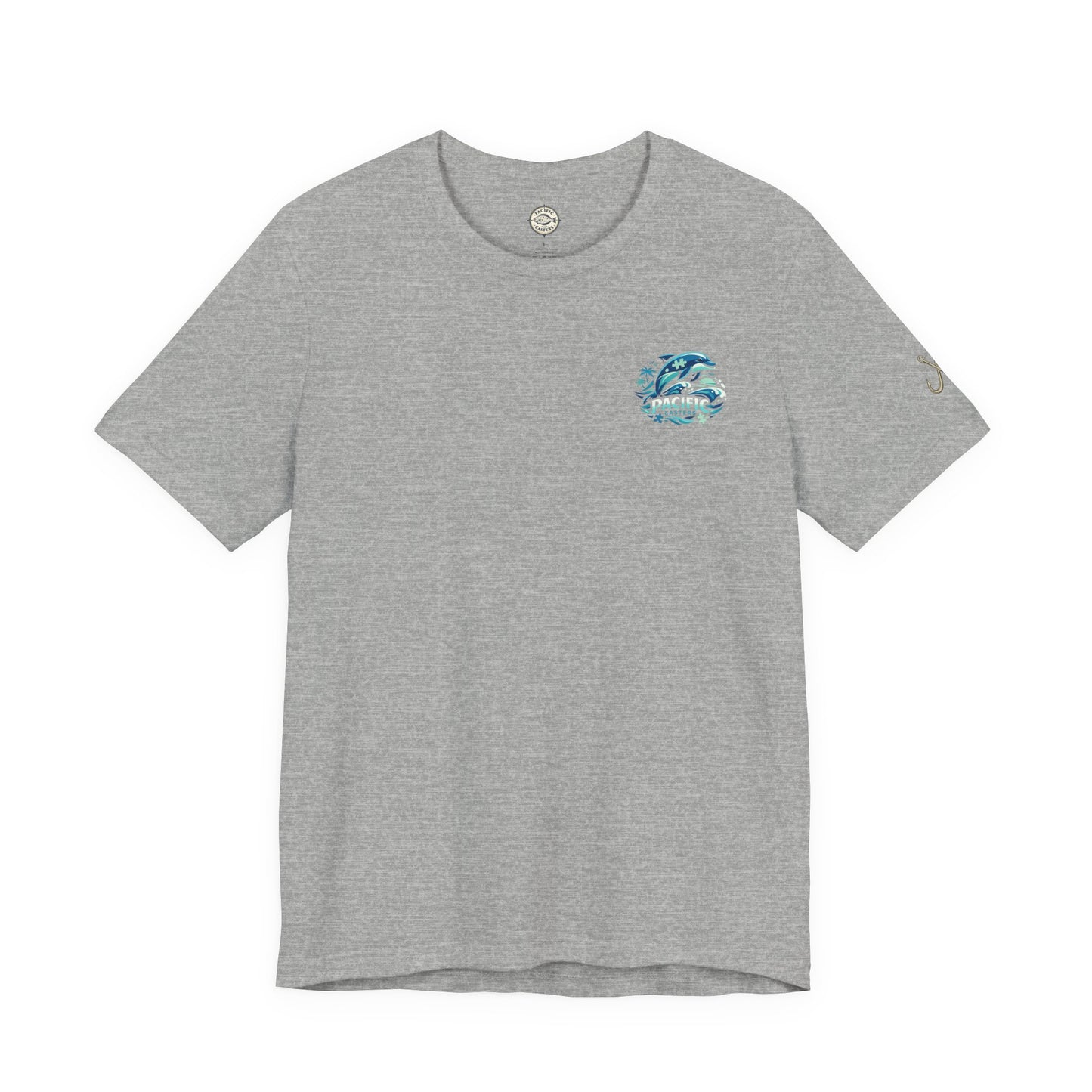 Pacific Casters Dolphin Surf Tee - Ocean Puzzle Logo Short Sleeve Shirt