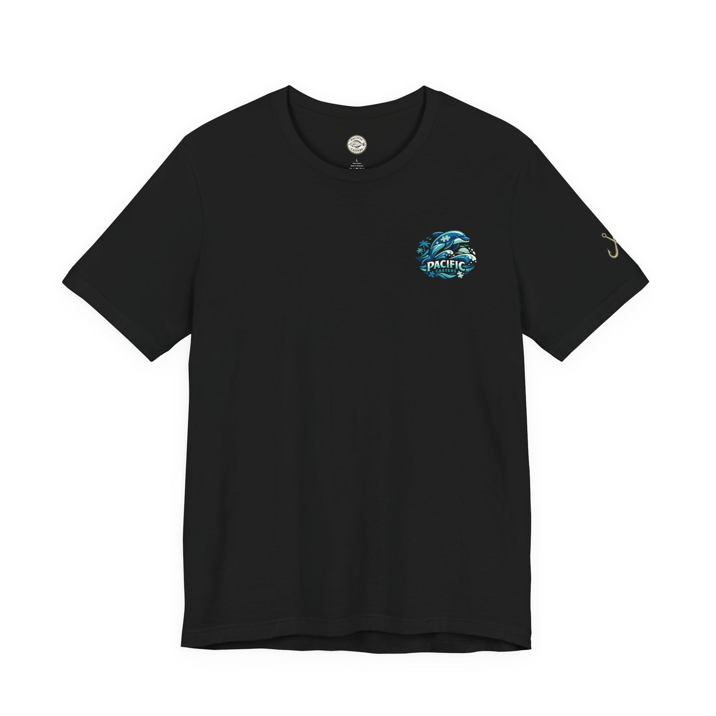 Pacific Casters Dolphin Surf Tee - Ocean Puzzle Logo Short Sleeve Shirt