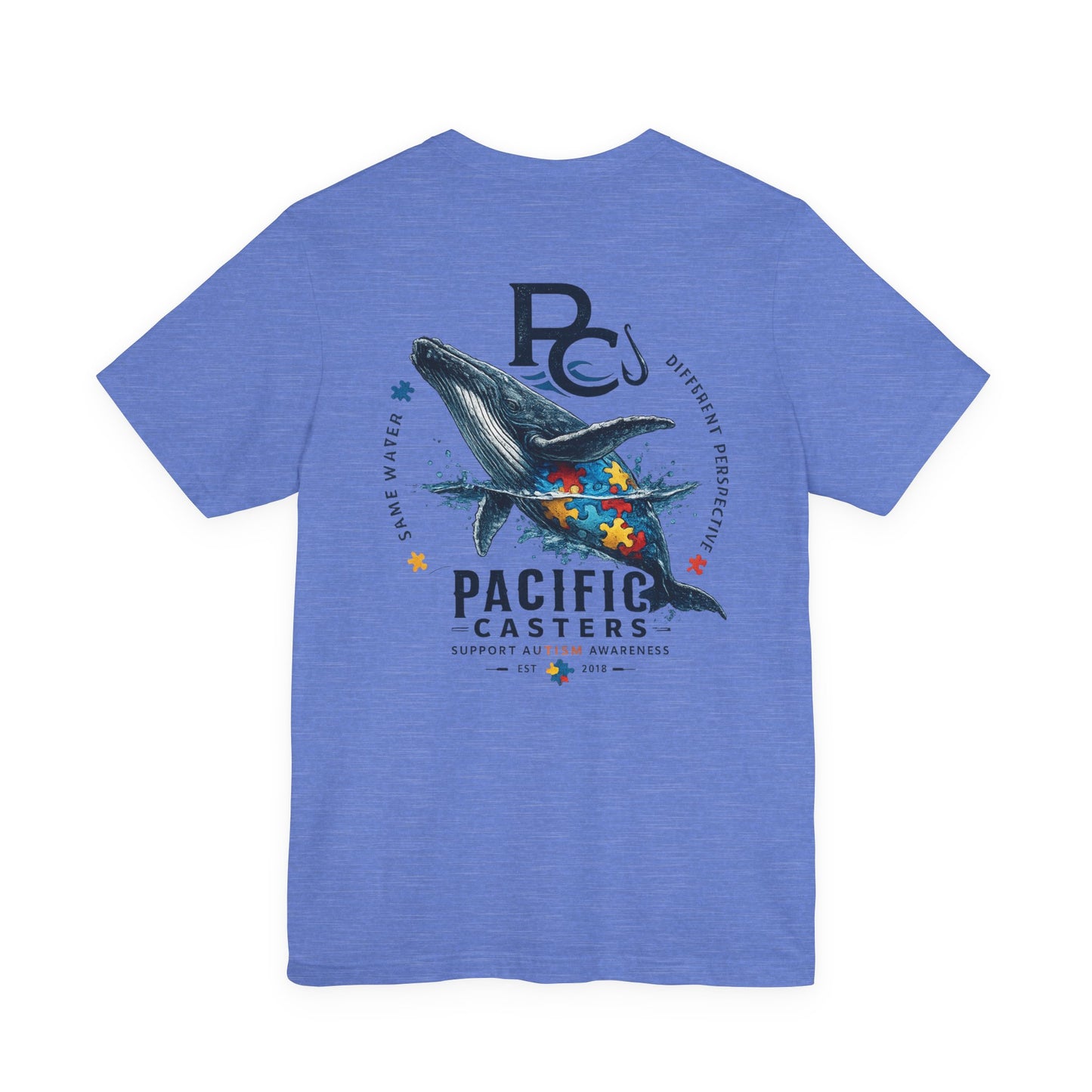 Pacific Casters Autism Awareness Whale T-Shirt | Same Water, Different Perspective