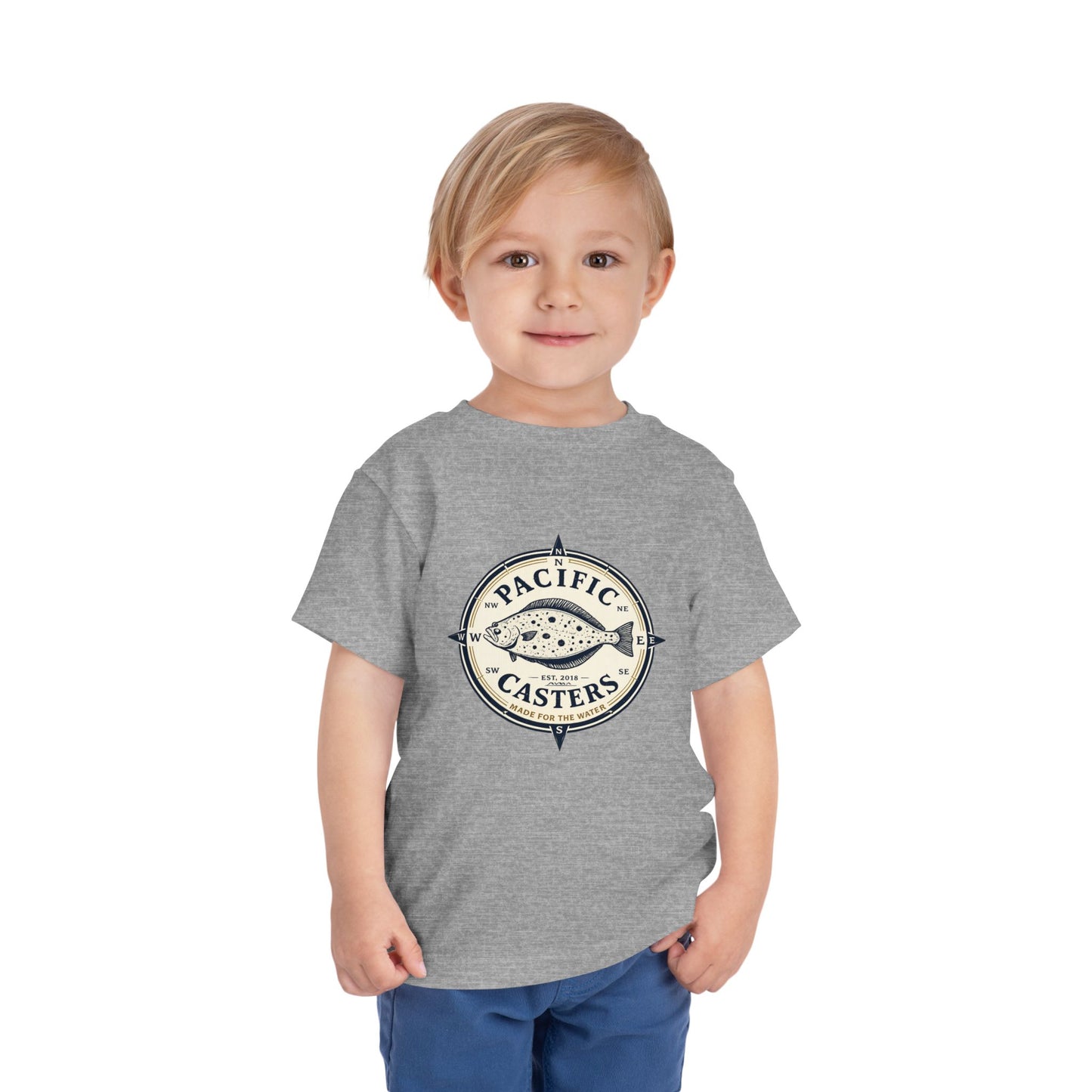 Pacific Casters Compass Halibut Toddler T-Shirt | Kids Fishing Shirt | Youth Angler Tee |