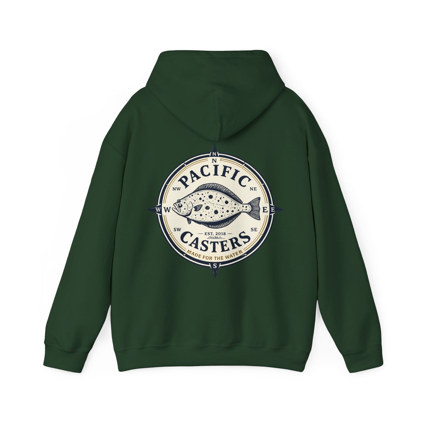 Pacific Casters Compass Fishing Hoodie | Coastal Angler Pullover Sweatshirt