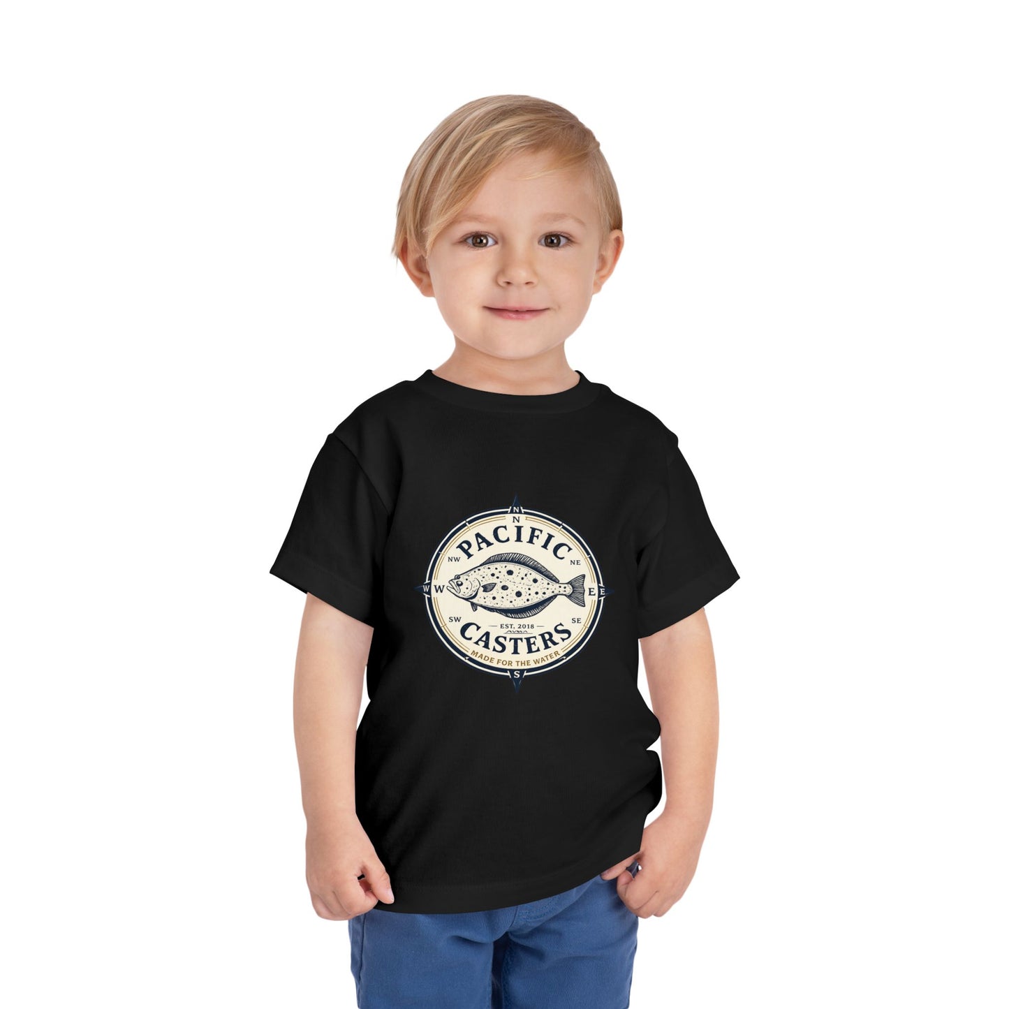 Pacific Casters Compass Halibut Toddler T-Shirt | Kids Fishing Shirt | Youth Angler Tee |