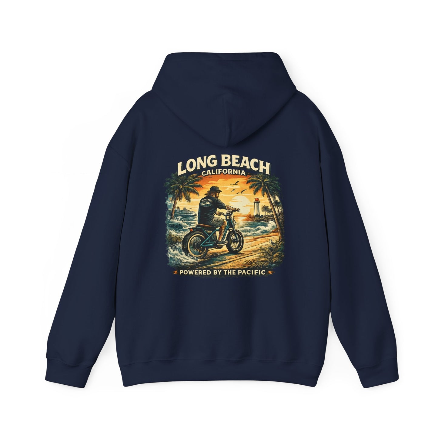 Long Beach bikers Hoodie – 'Powered by the Pacific' Sunset Biker Pullover