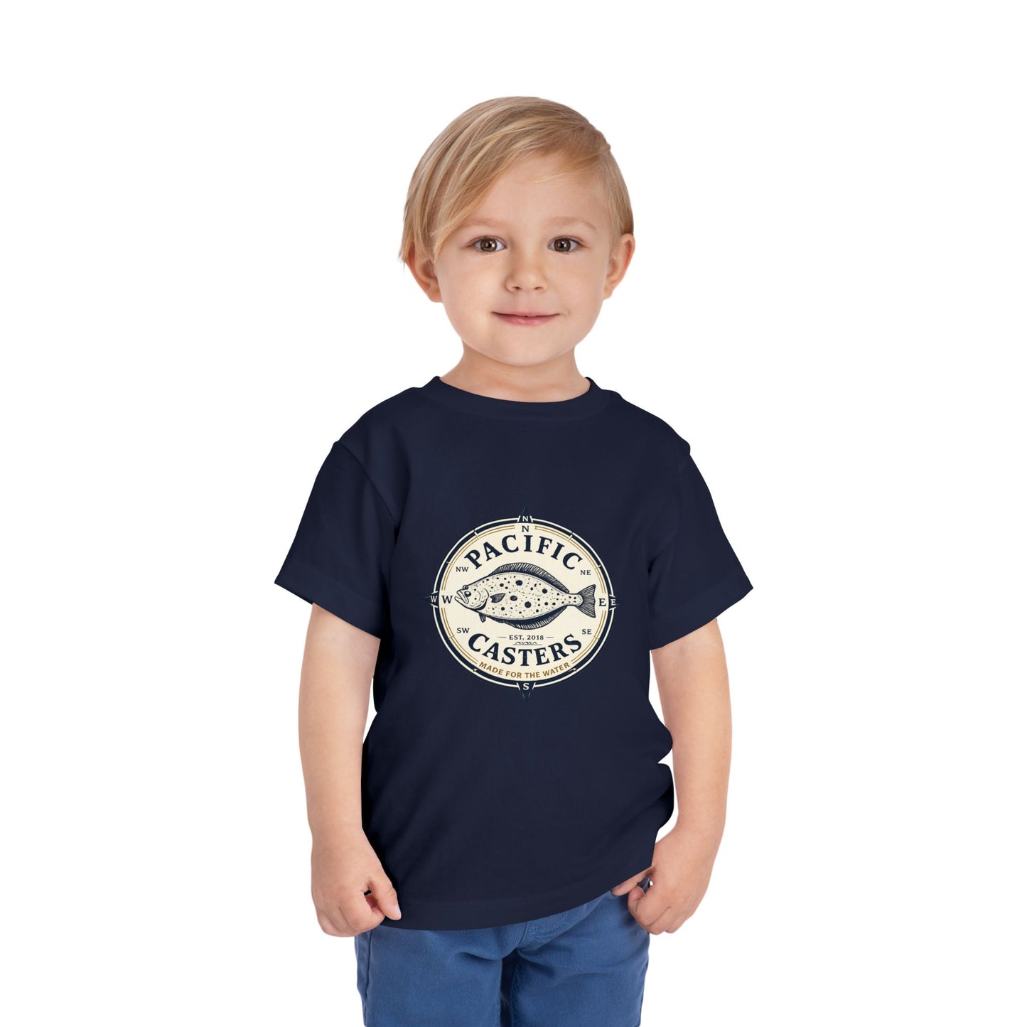 Pacific Casters Compass Halibut Toddler T-Shirt | Kids Fishing Shirt | Youth Angler Tee |
